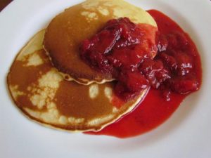 Pancake With Warm Strawberry Reduction