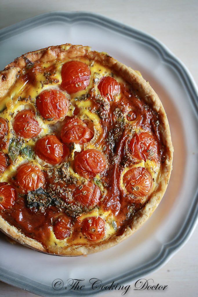 tomato basil quiche by the cooking doctor